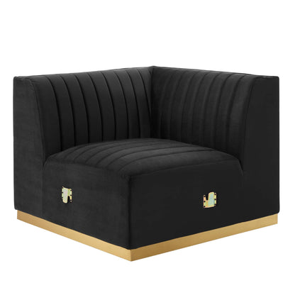 Conjure 4-Piece Channel Tufted Performance Velvet Sectional by Modway