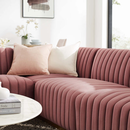 Conjure 4-Piece Channel Tufted Performance Velvet Sectional by Modway