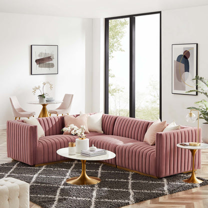 Conjure 4-Piece Channel Tufted Performance Velvet Sectional by Modway