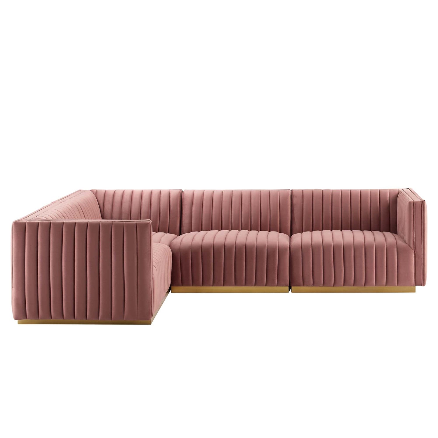 Conjure 4-Piece Channel Tufted Performance Velvet Sectional by Modway