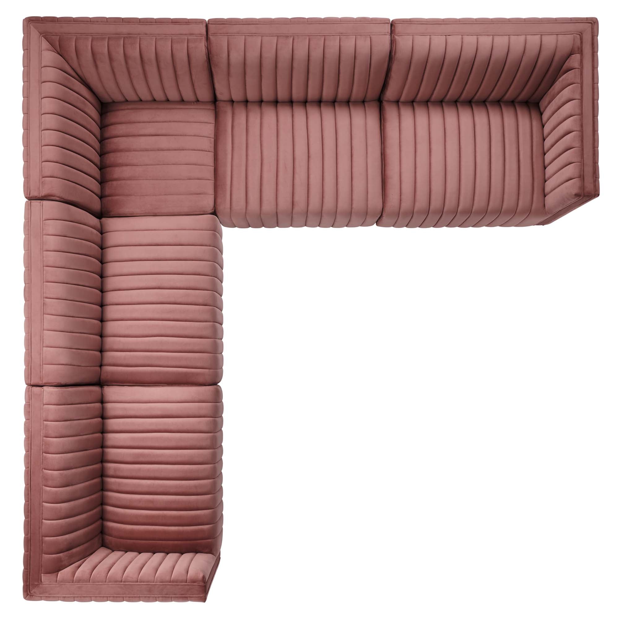Conjure 5-Piece Channel Tufted Performance Velvet Sectional by Modway