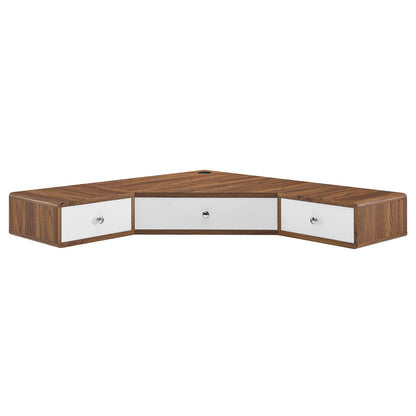 Transmit 47&quot; Wall Mount Corner Walnut Office Desk By HouseBean