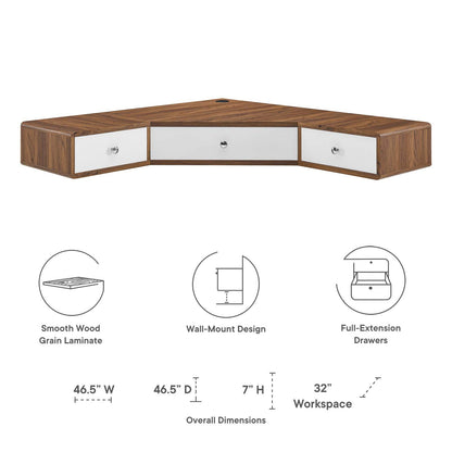 Transmit 47&quot; Wall Mount Corner Walnut Office Desk By HouseBean