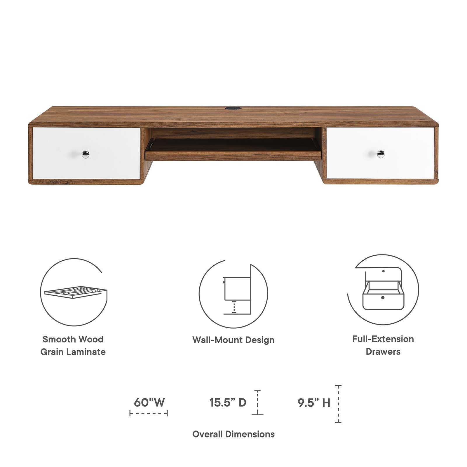 Transmit 60&quot; Wall Mount Wood Office Desk By HouseBean