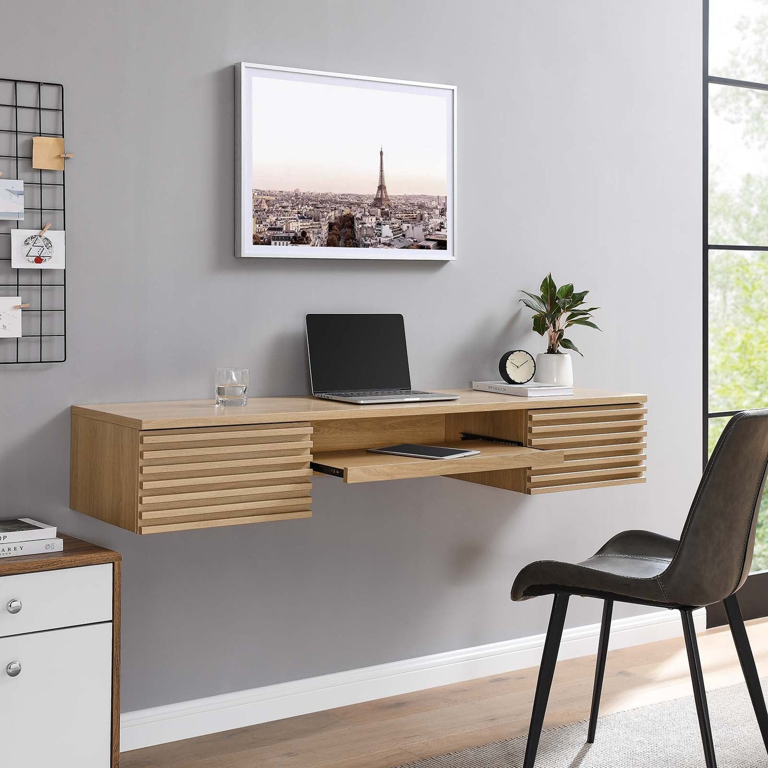 Render Wall Mount Wood Office Desk By HouseBean