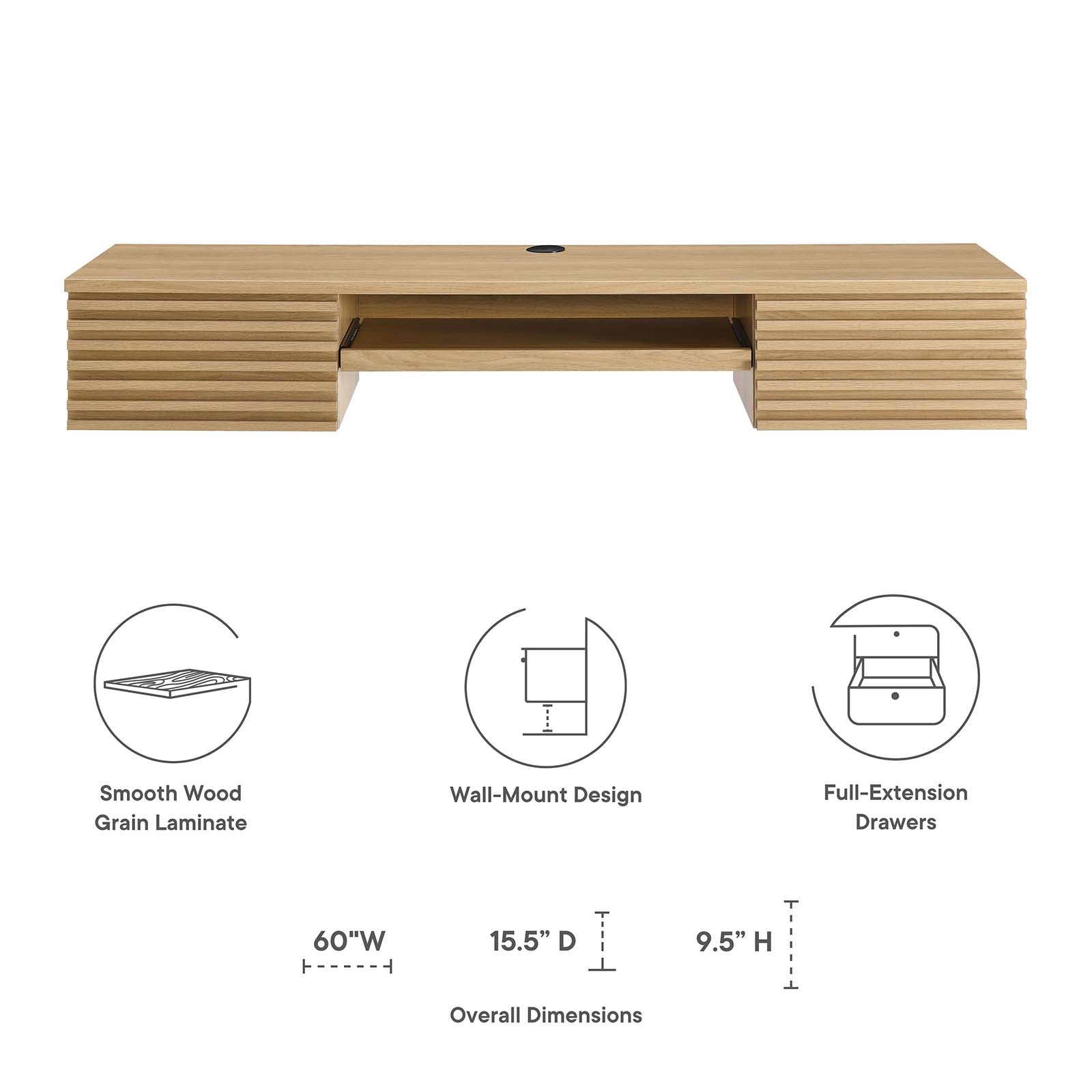 Render Wall Mount Wood Office Desk By HouseBean