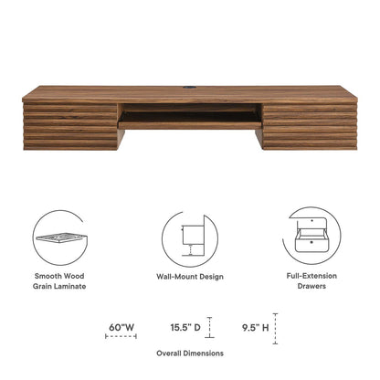 Render Wall Mount Wood Office Desk By HouseBean