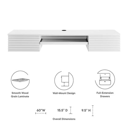 Render Wall Mount Wood Office Desk By HouseBean