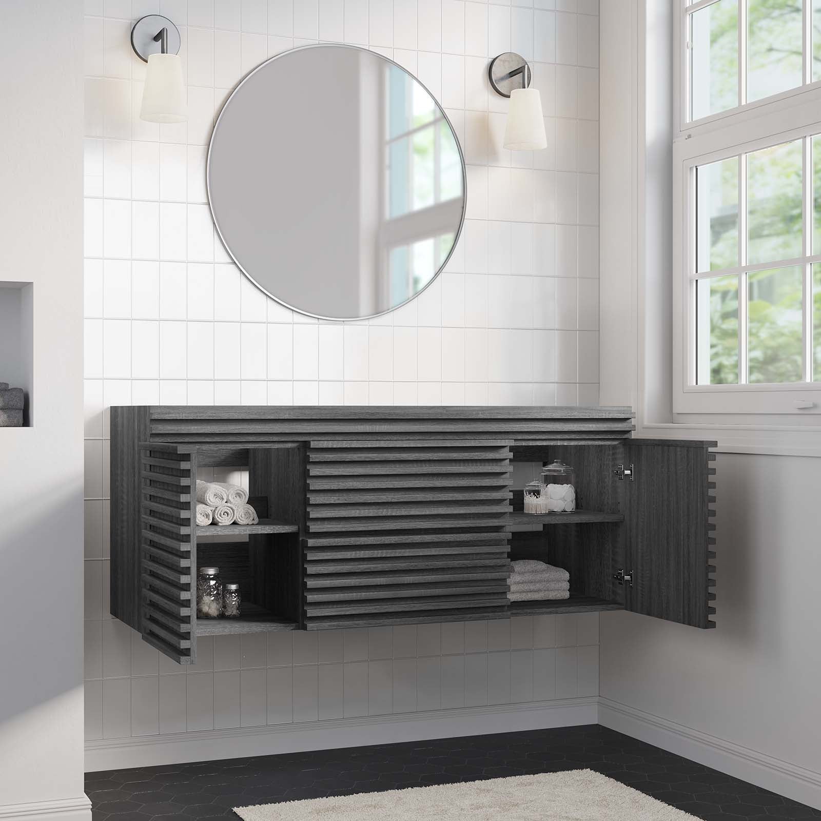 Render 48&quot; Single Sink Compatible (Not Included) Bathroom Vanity Cabinet By HouseBean