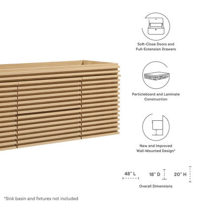 Render 48&quot; Single Sink Compatible (Not Included) Bathroom Vanity Cabinet By HouseBean