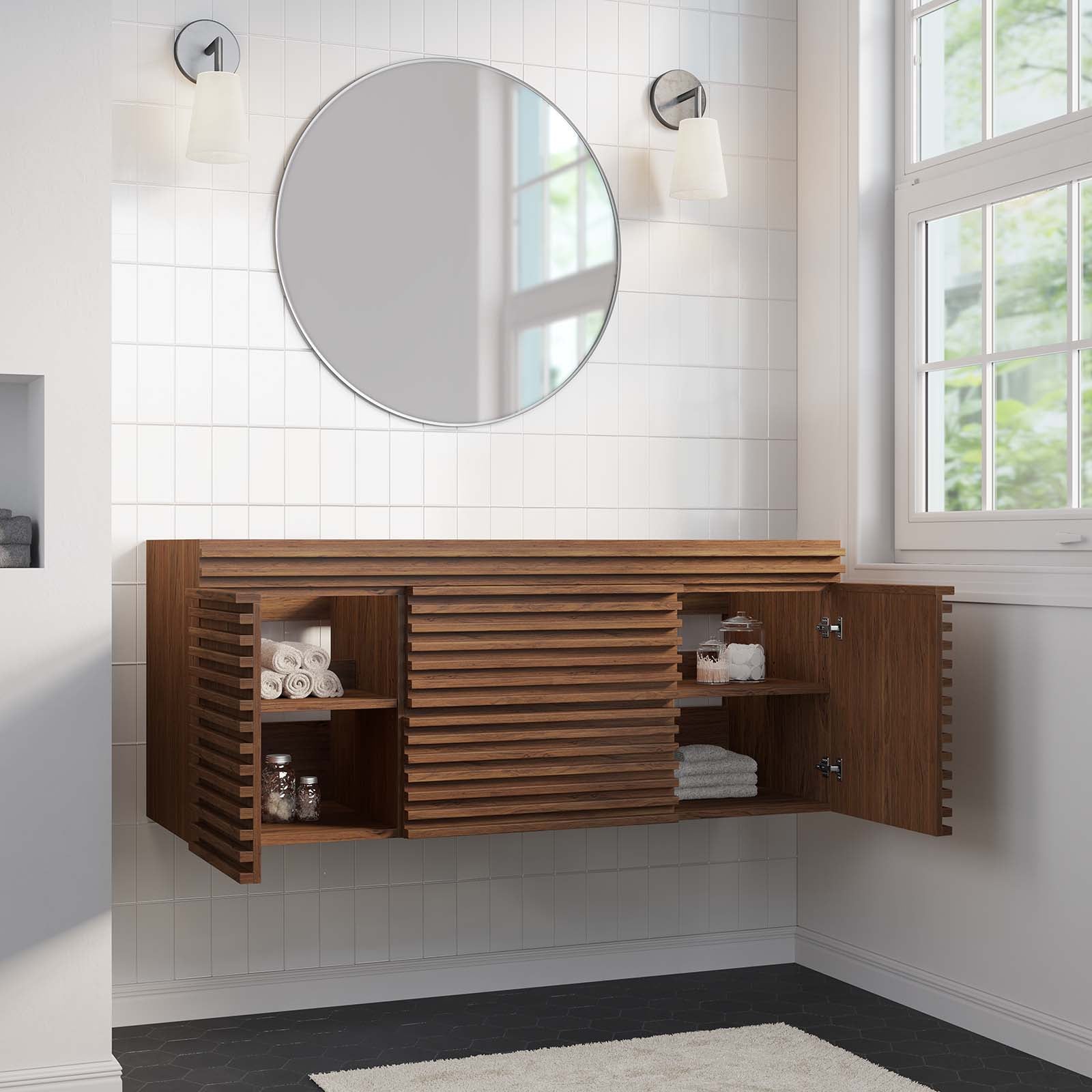 Render 48&quot; Single Sink Compatible (Not Included) Bathroom Vanity Cabinet By HouseBean