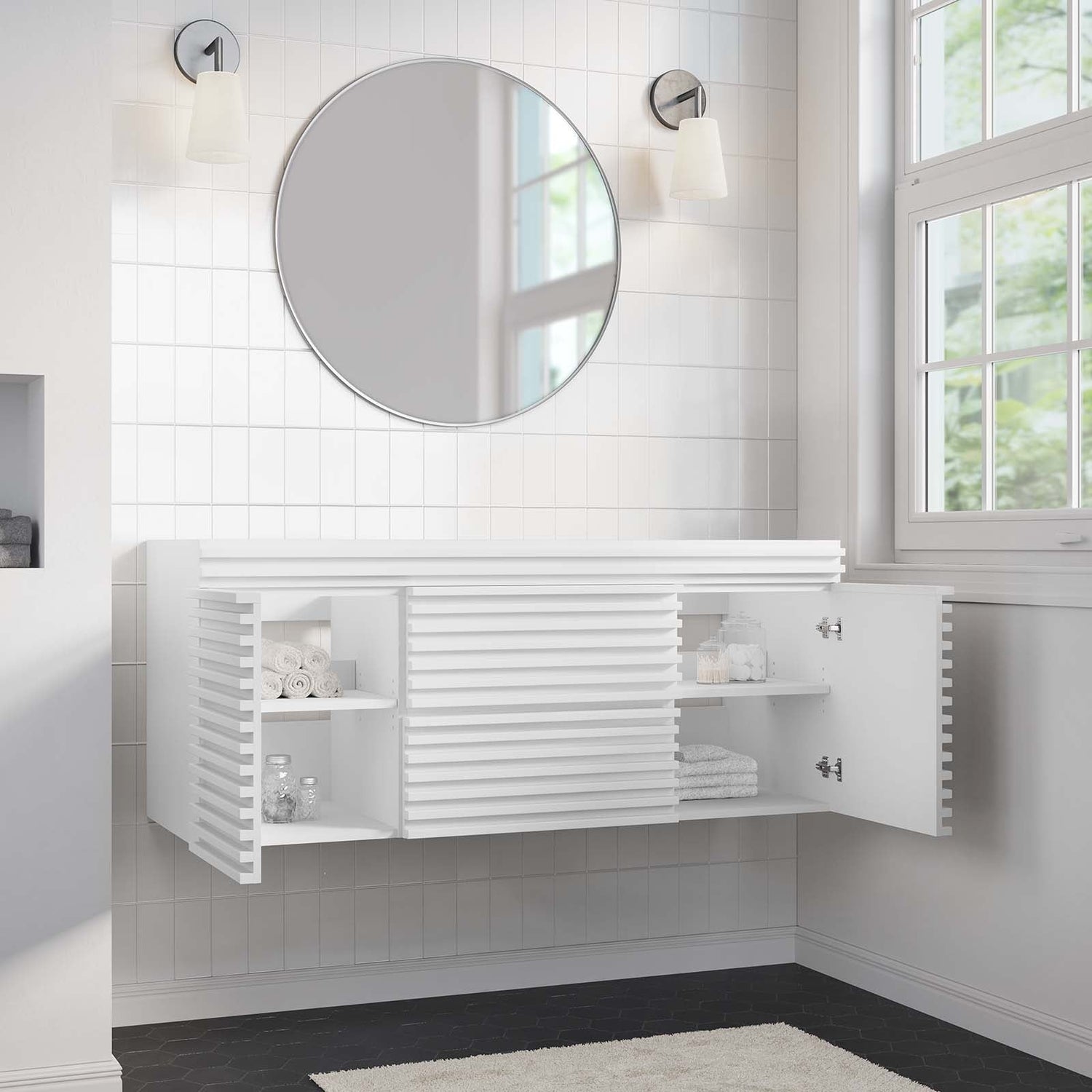 Render 48&quot; Single Sink Compatible (Not Included) Bathroom Vanity Cabinet By HouseBean