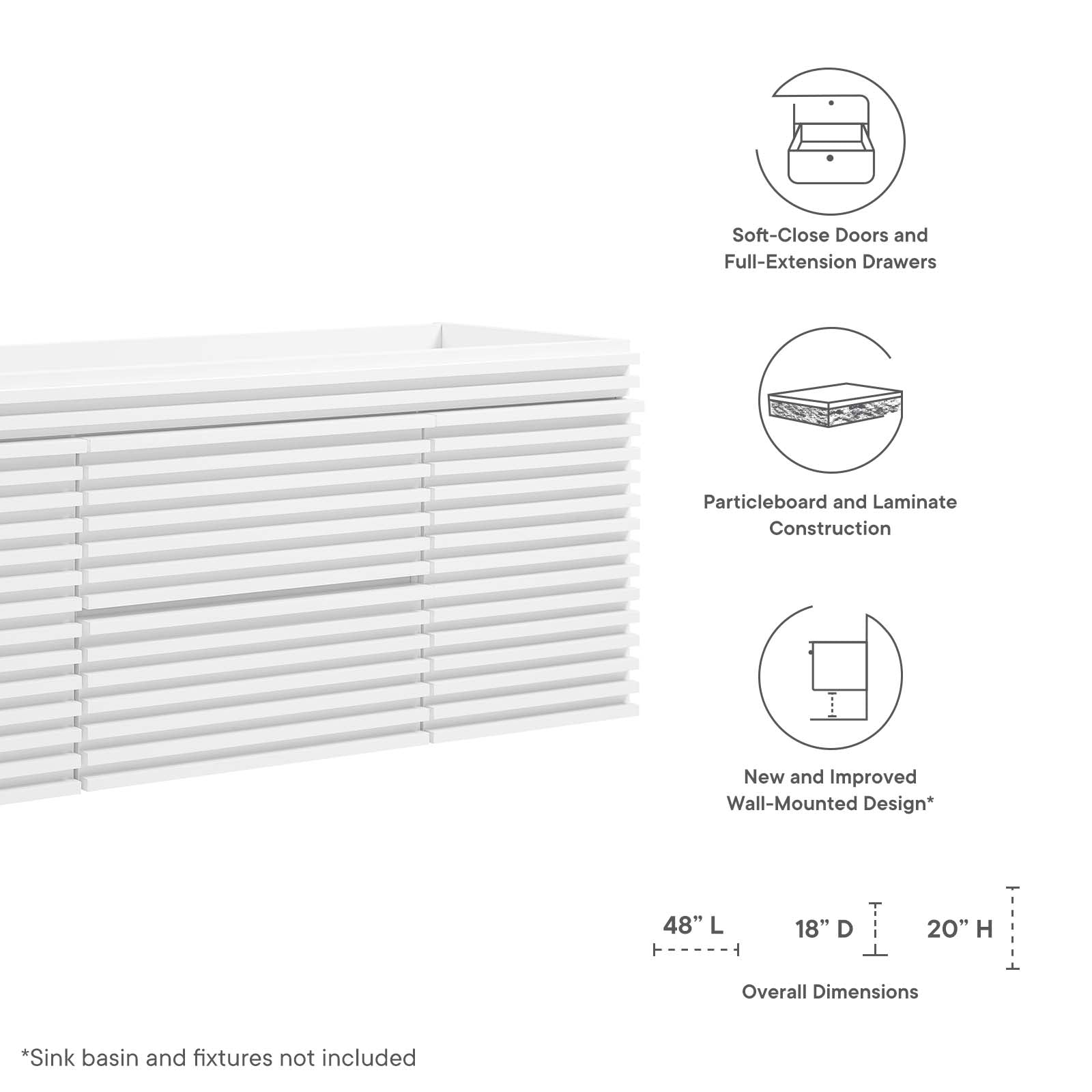 Render 48&quot; Single Sink Compatible (Not Included) Bathroom Vanity Cabinet By HouseBean