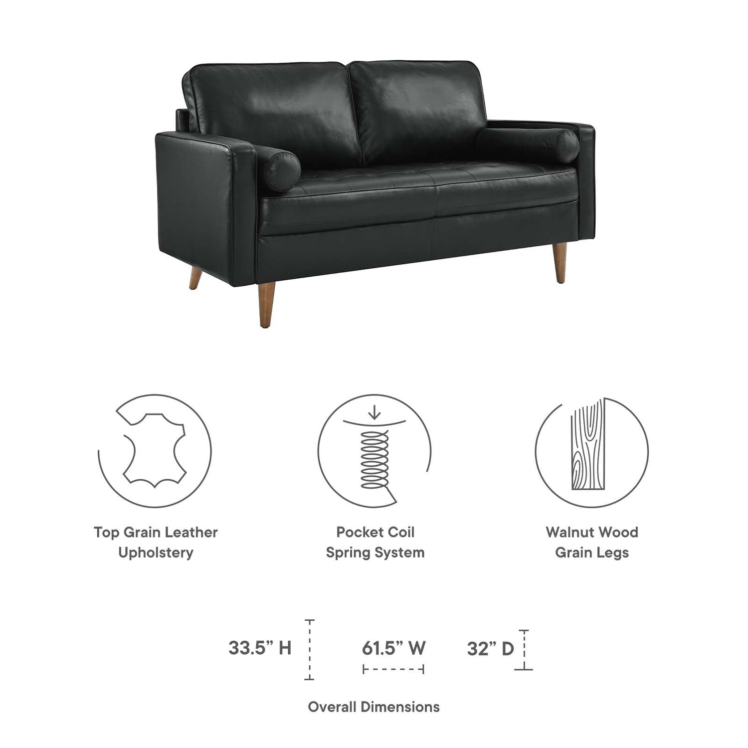 Valour Leather Loveseat By HouseBean