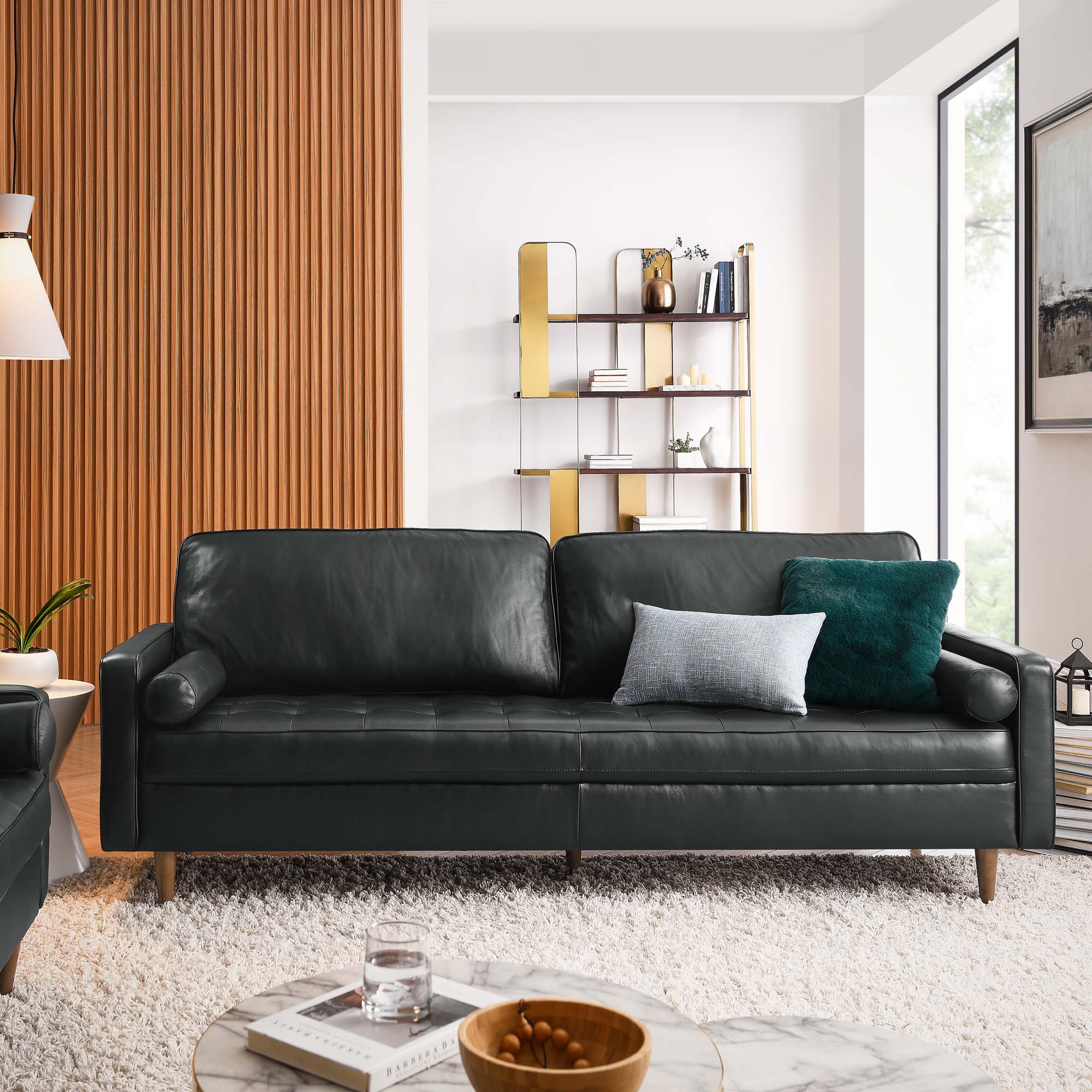 Valour 88&quot; Leather Sofa by Modway
