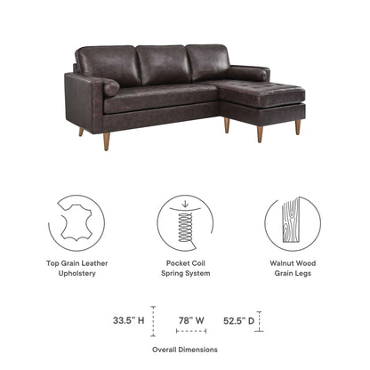 Valour 78&quot; Leather Apartment Sectional Sofa by Modway