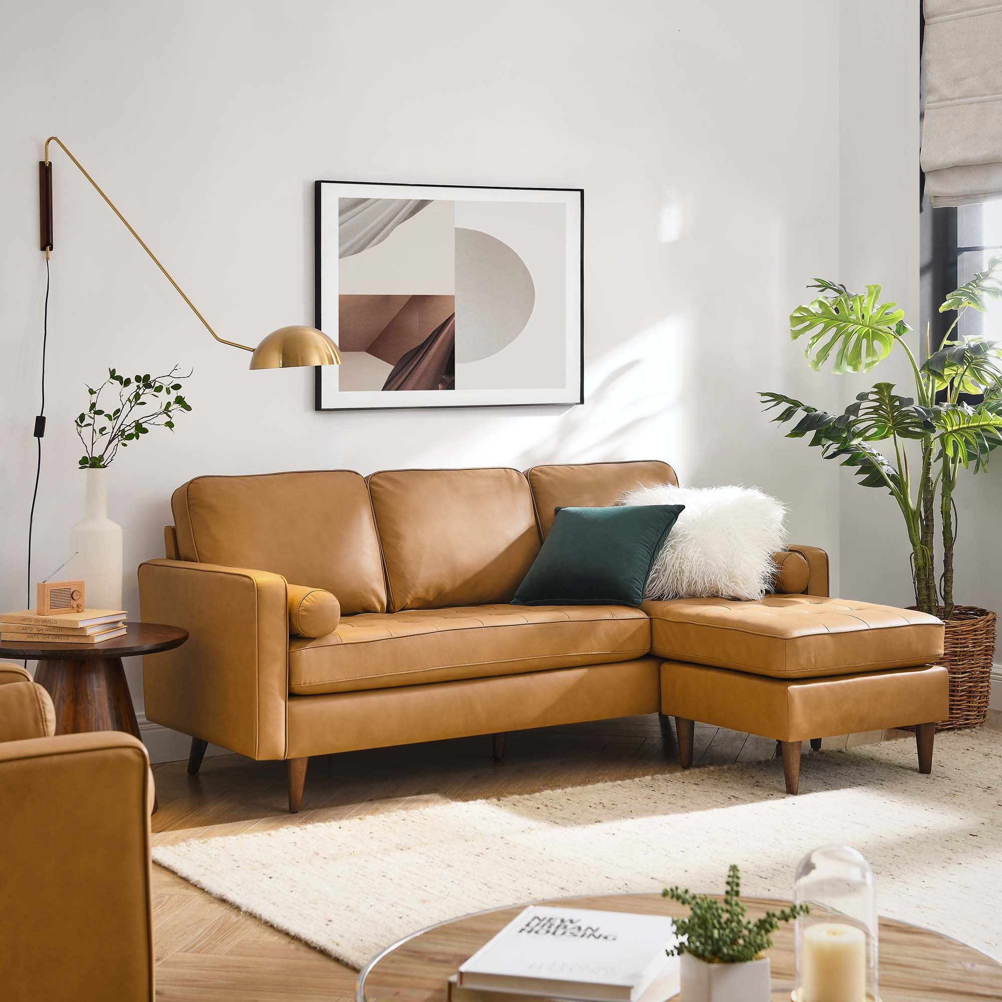 Valour 78&quot; Leather Apartment Sectional Sofa by Modway