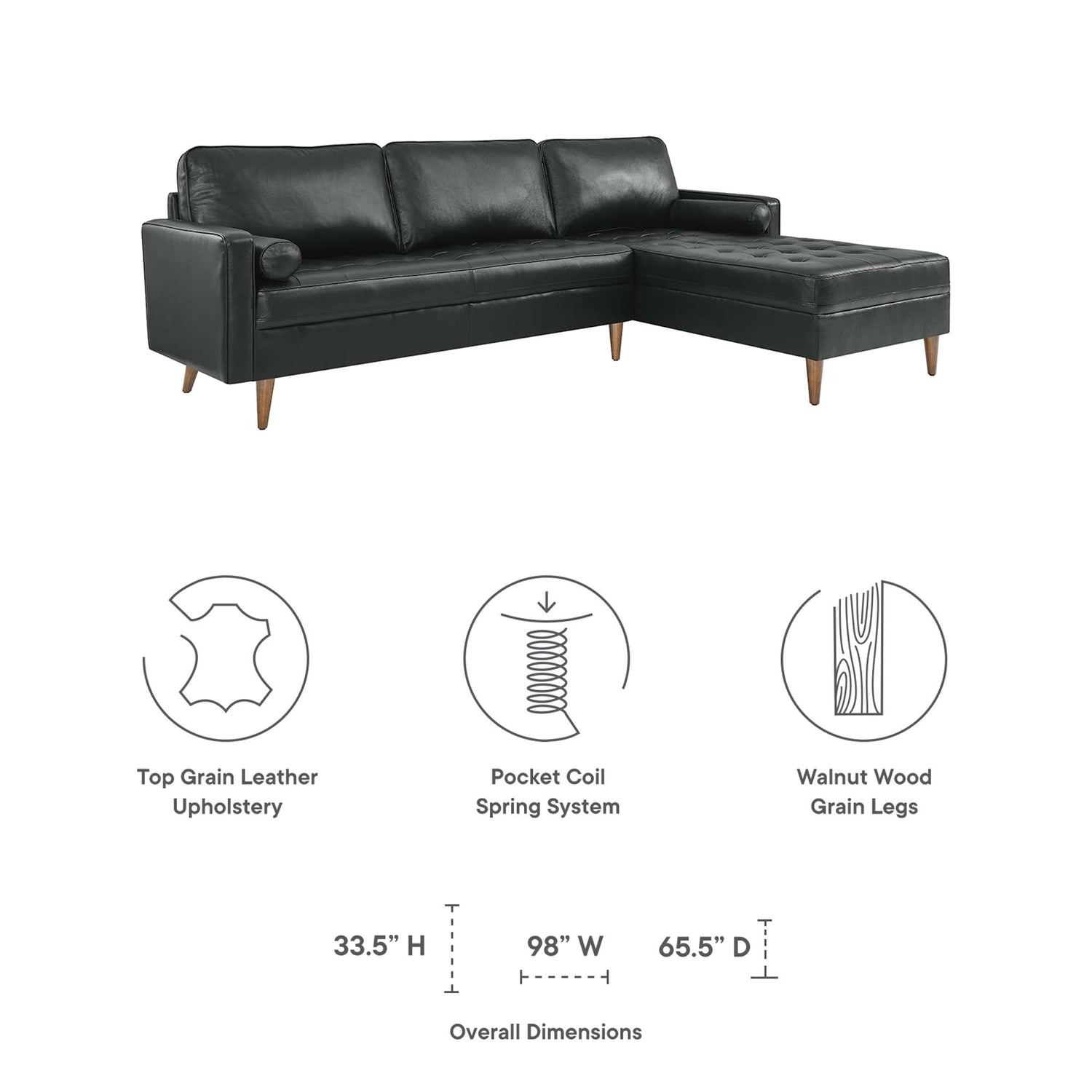 Valour 98&quot; Leather Sectional Sofa by Modway