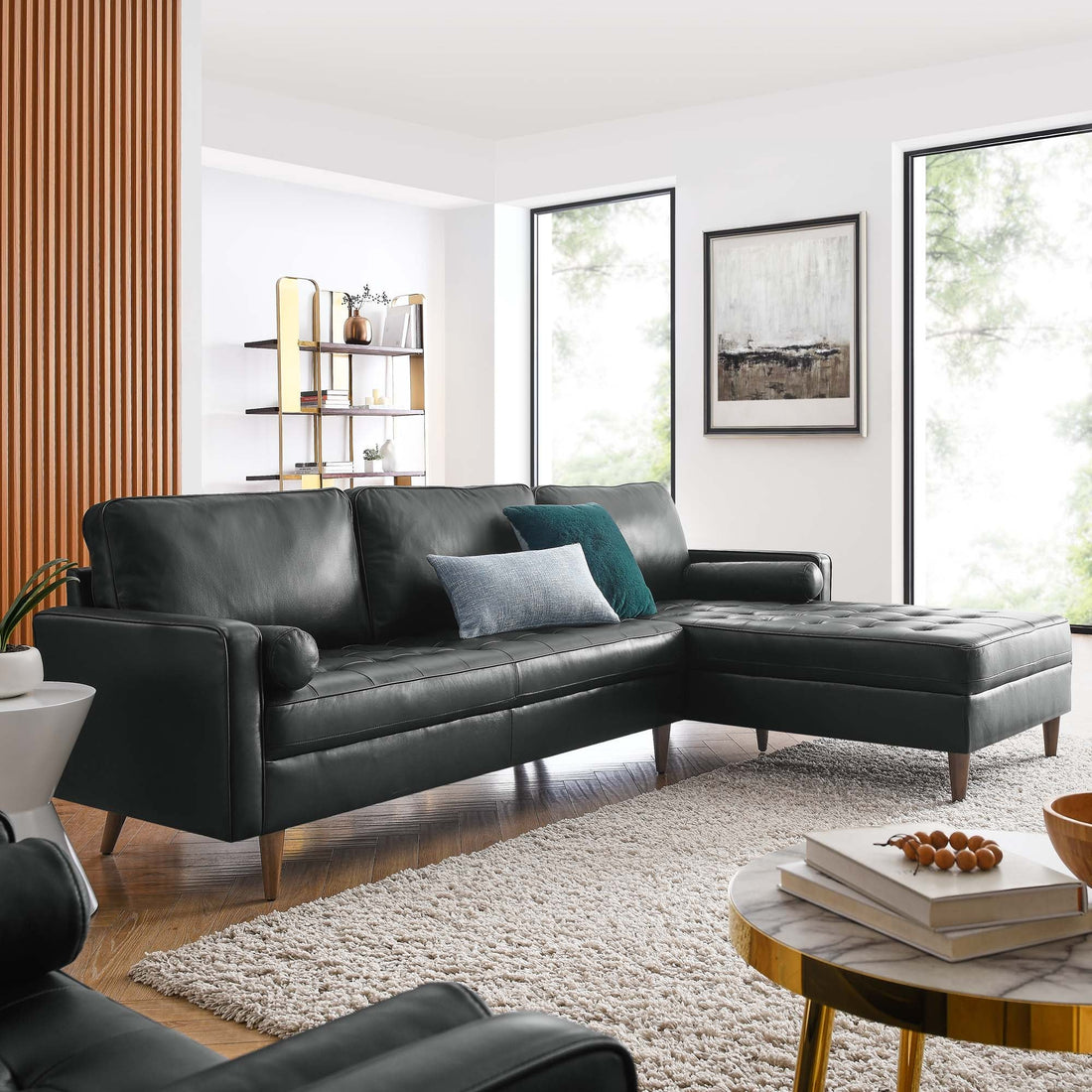 Valour 98&quot; Leather Sectional Sofa by Modway