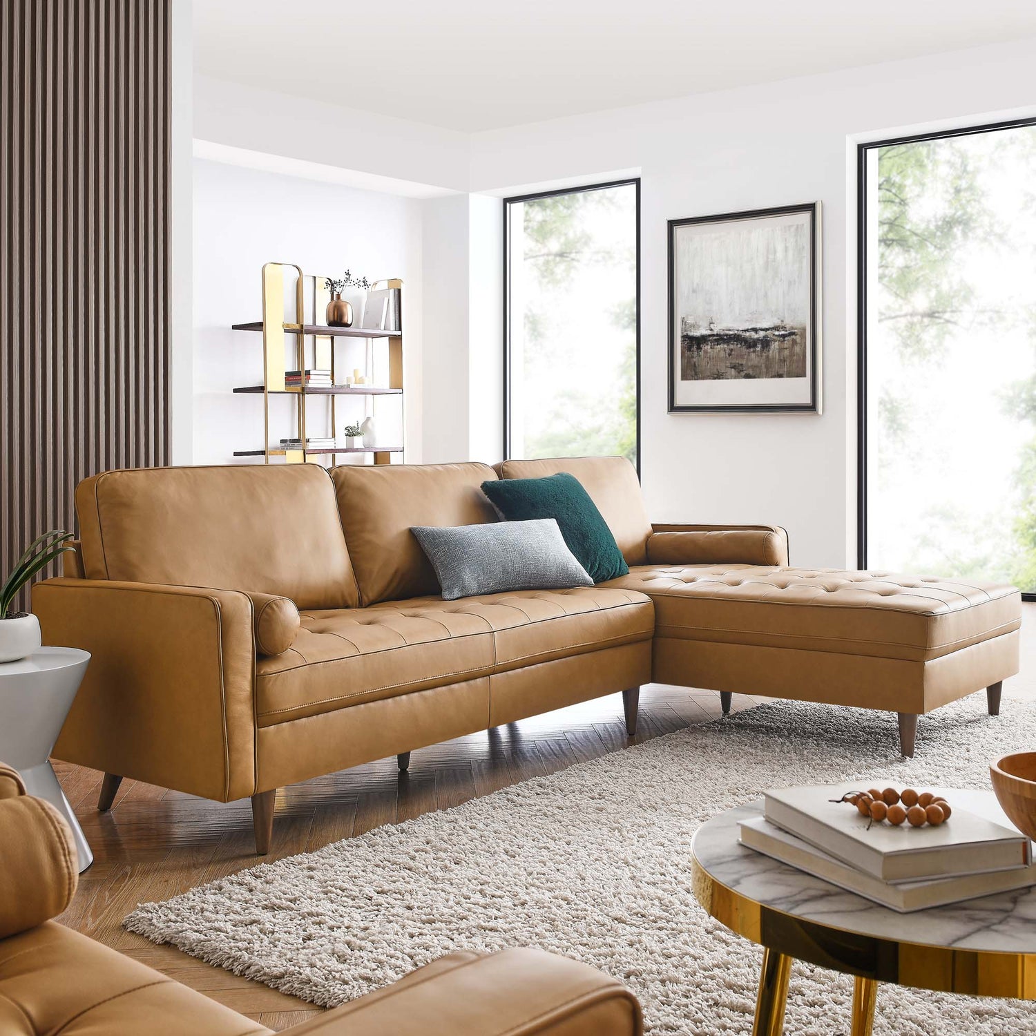 Valour 98&quot; Leather Sectional Sofa by Modway