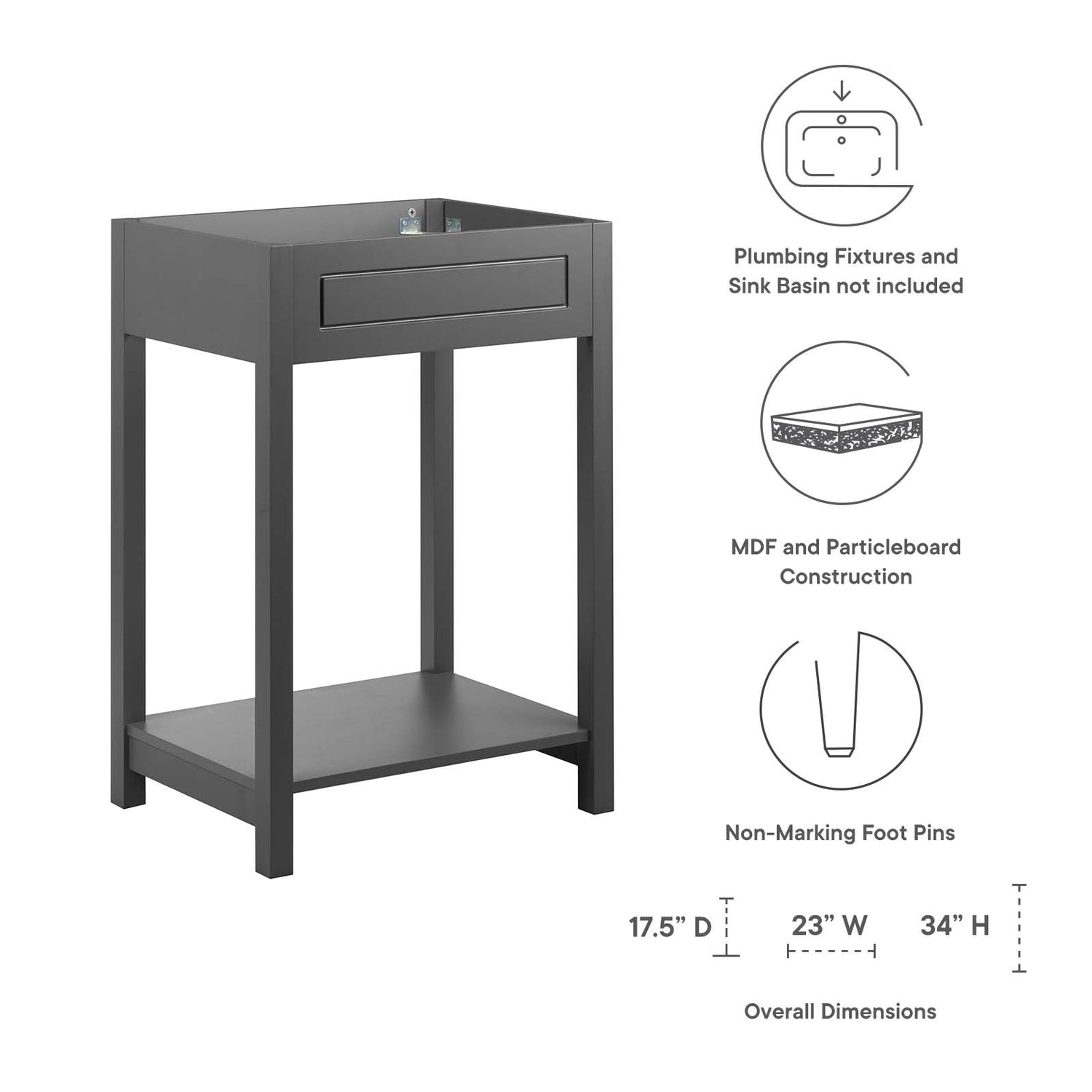 Altura 24&quot; Bathroom Vanity Cabinet (Sink Basin Not Included) By HouseBean