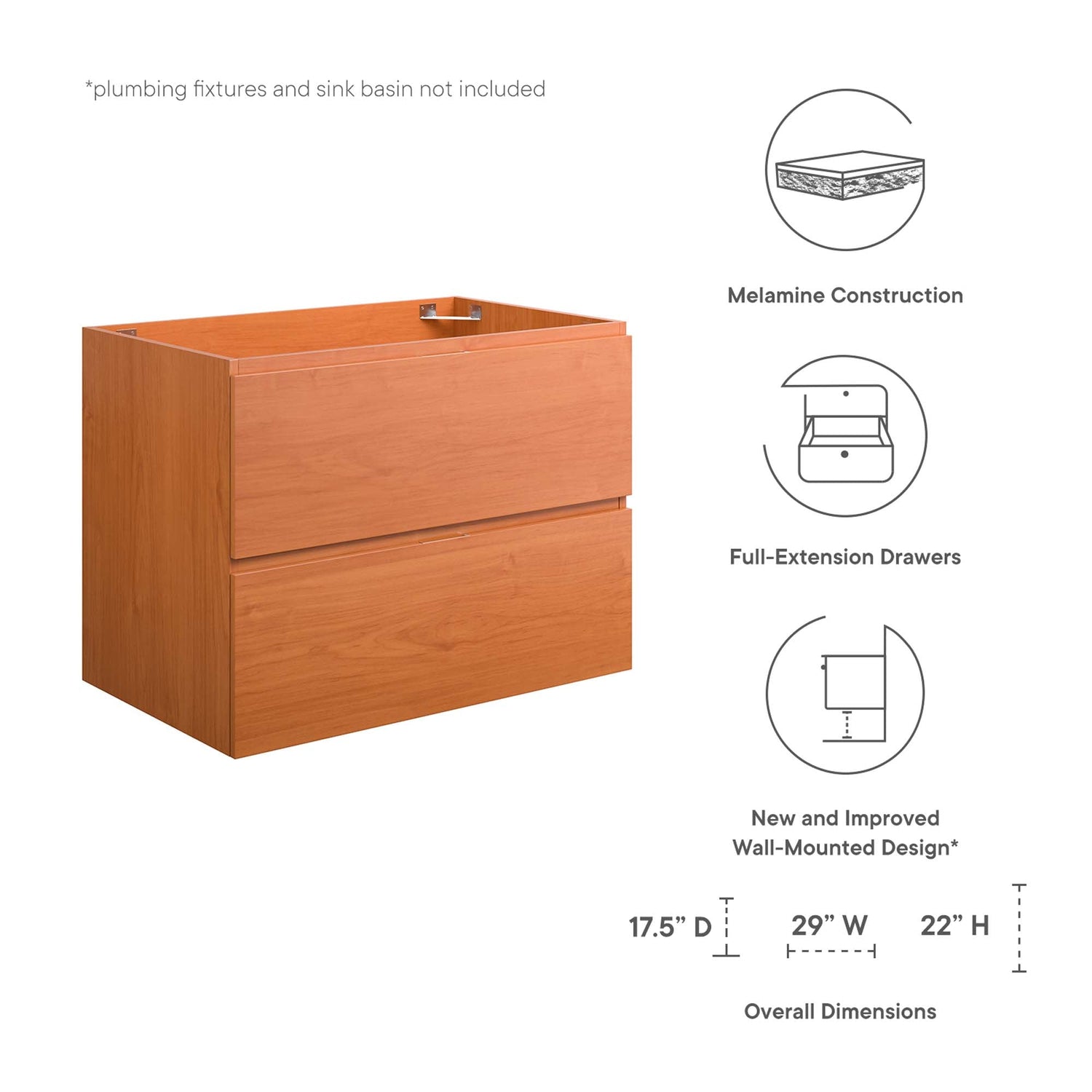 Scenic Wall-Mount Bathroom Cabinet Basin Not Included by Modway