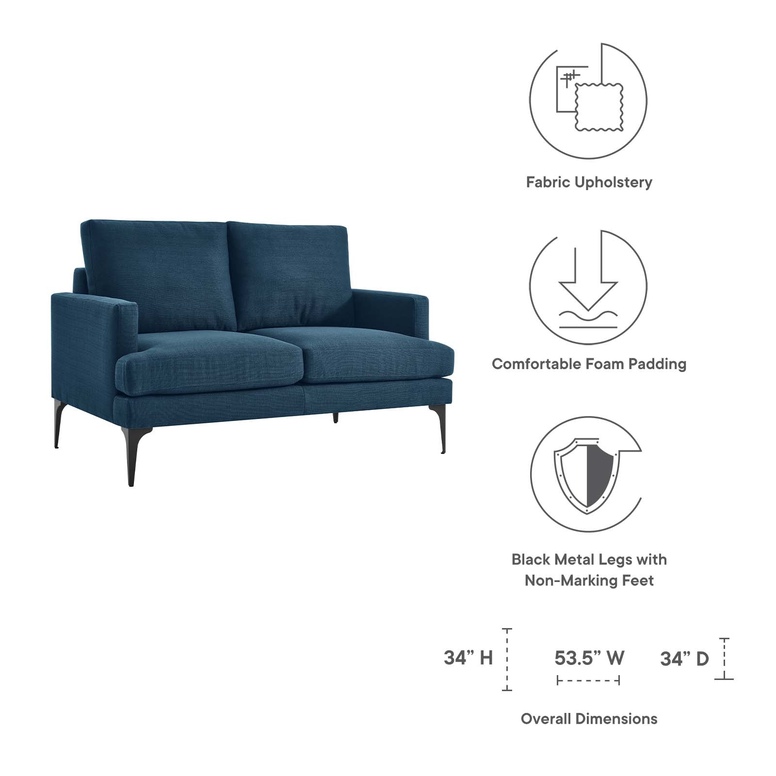 Evermore Upholstered Fabric Loveseat By HouseBean