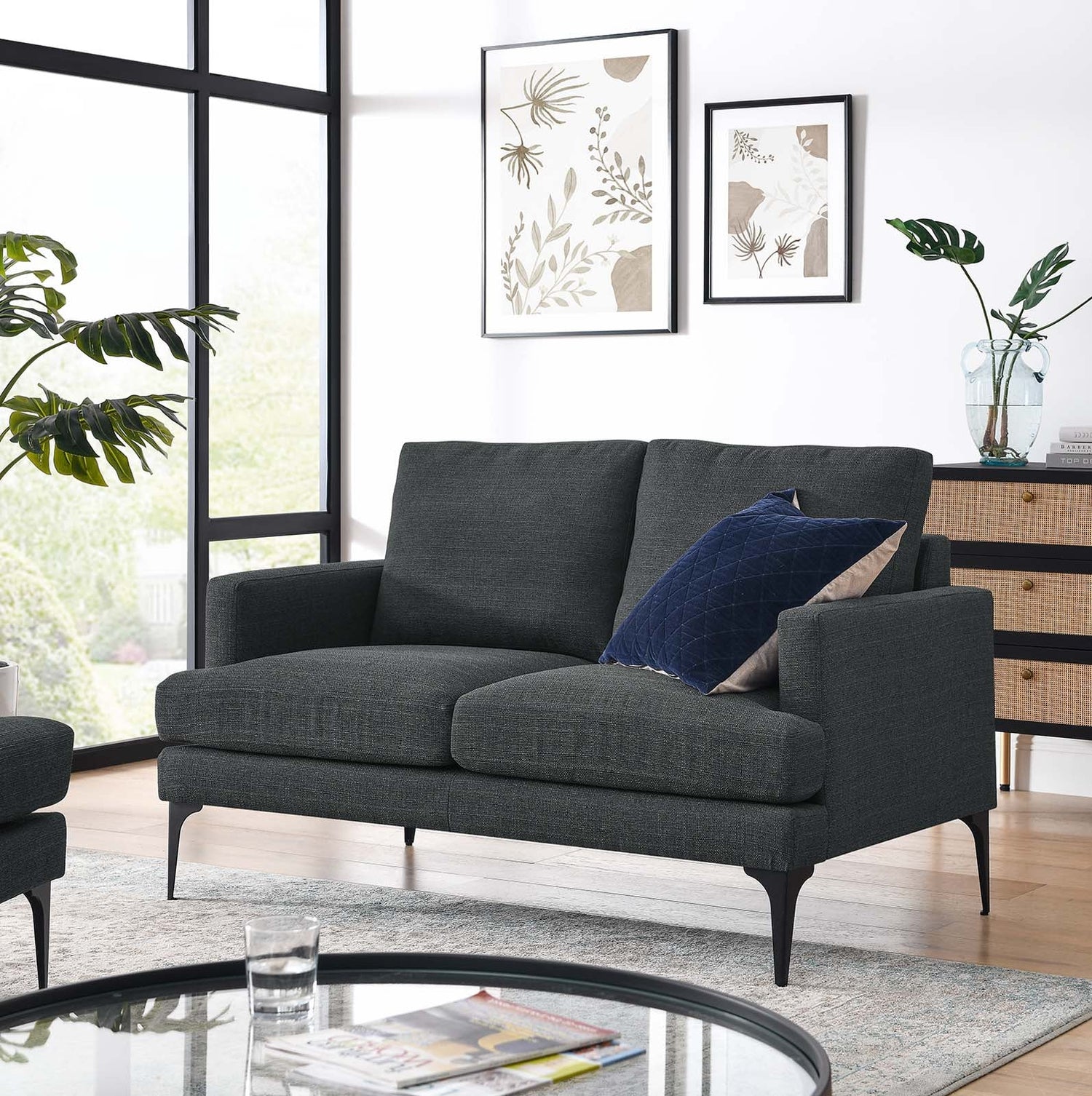 Evermore Upholstered Fabric Loveseat By HouseBean