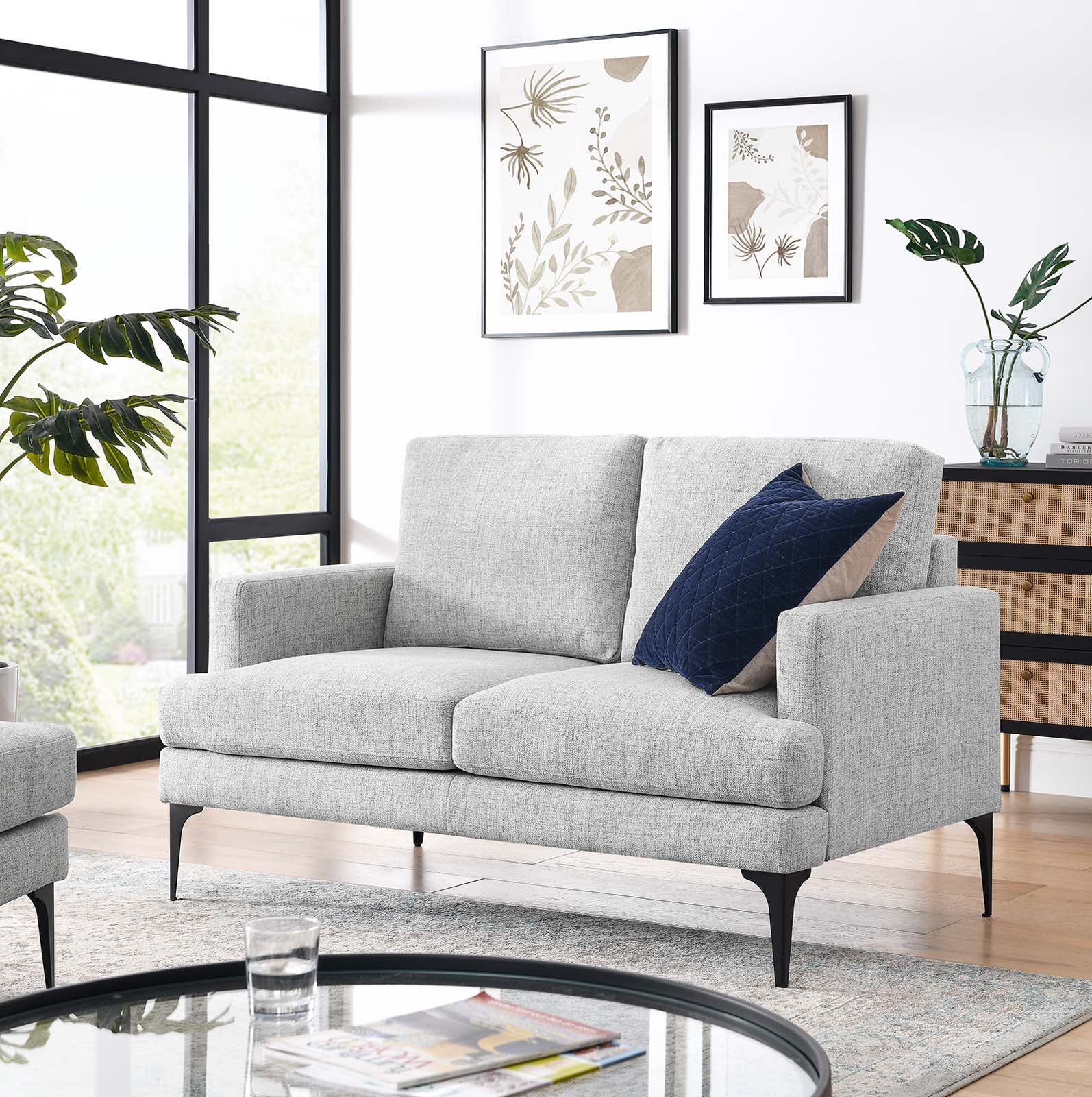 Evermore Upholstered Fabric Loveseat By HouseBean