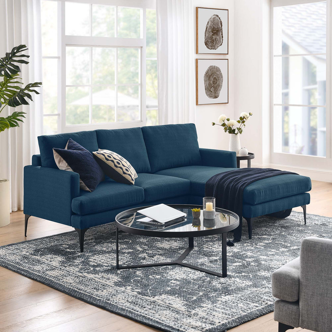 Evermore Right-Facing Upholstered Fabric Sectional Sofa by Modway