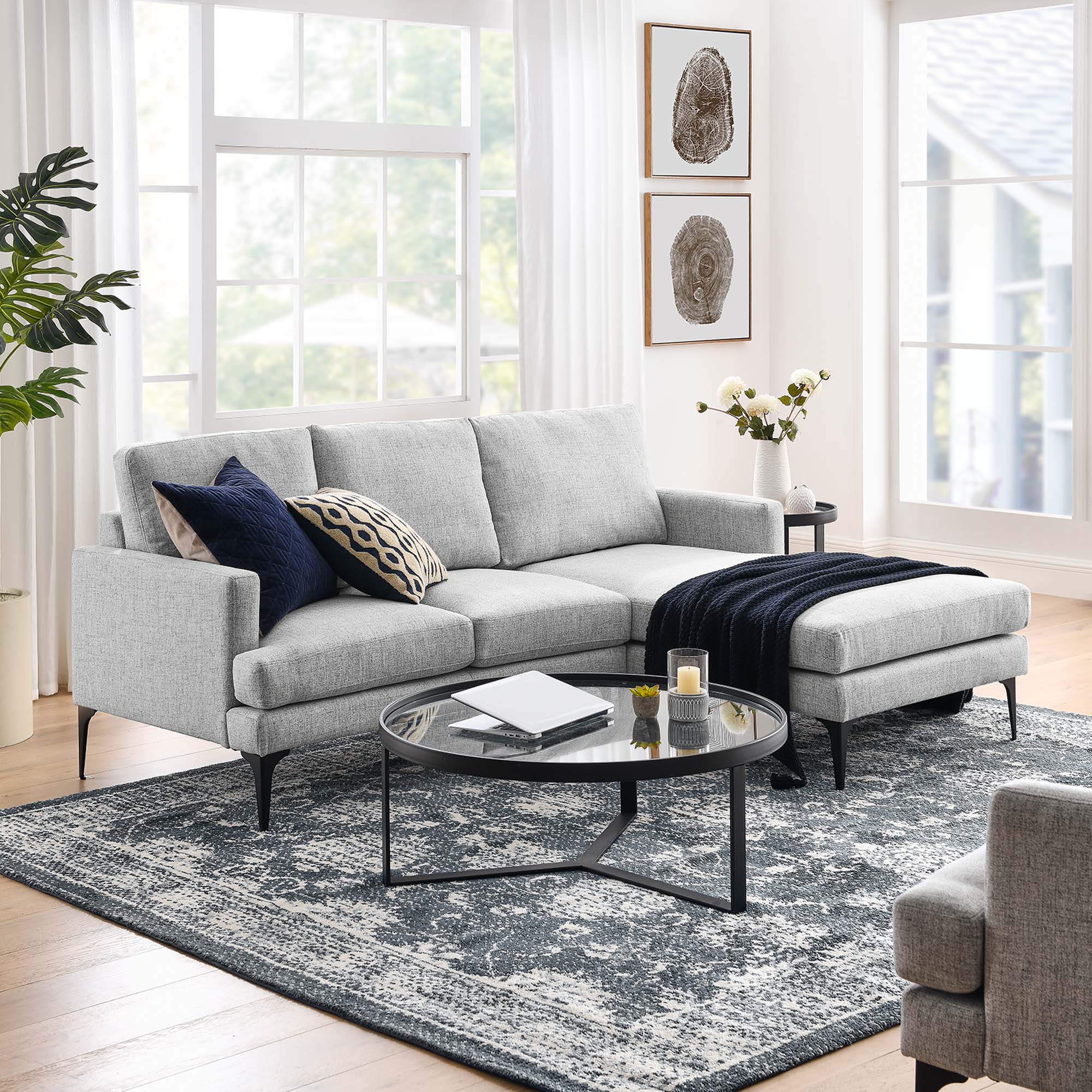 Evermore Right-Facing Upholstered Fabric Sectional Sofa by Modway