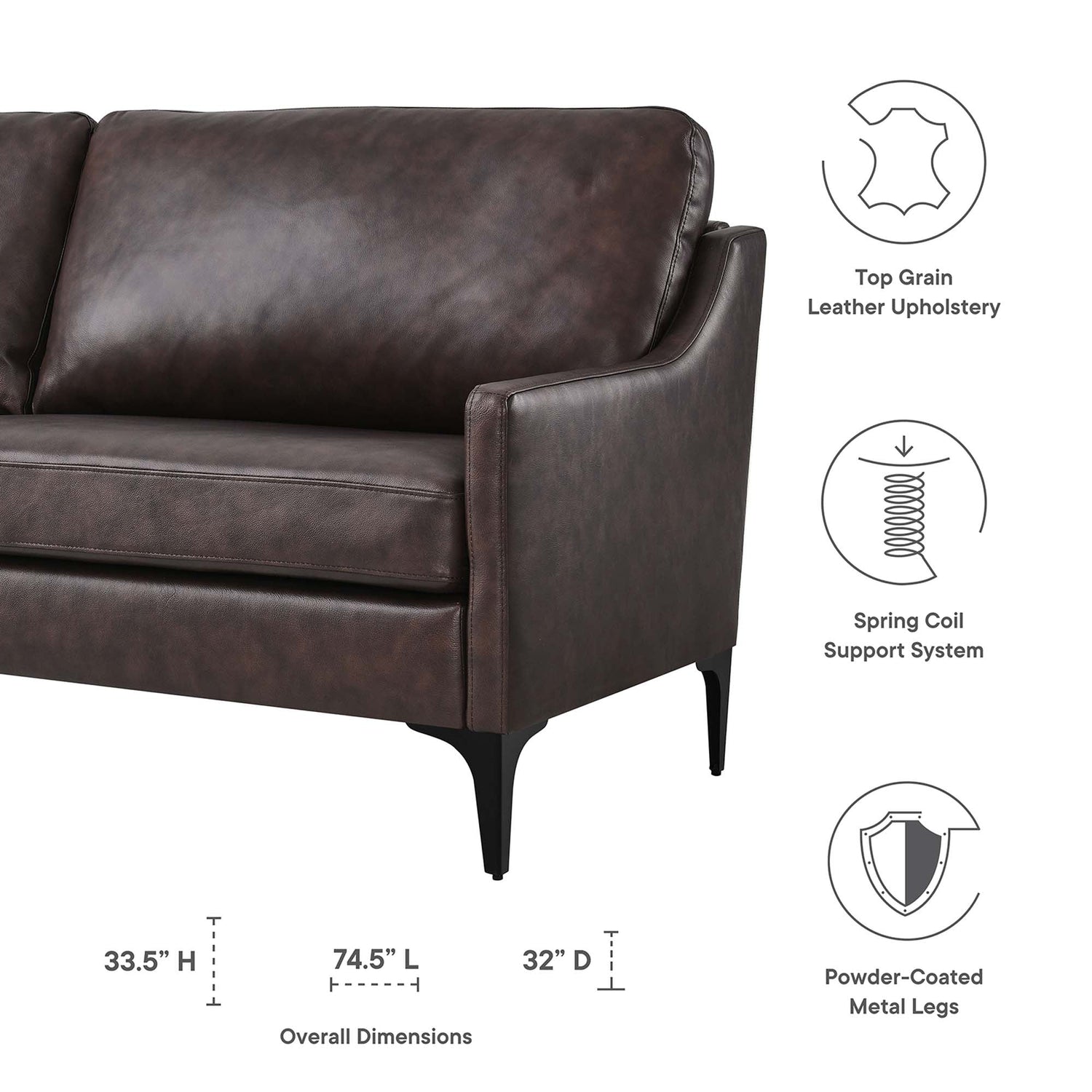 Corland Leather Sofa by Modway