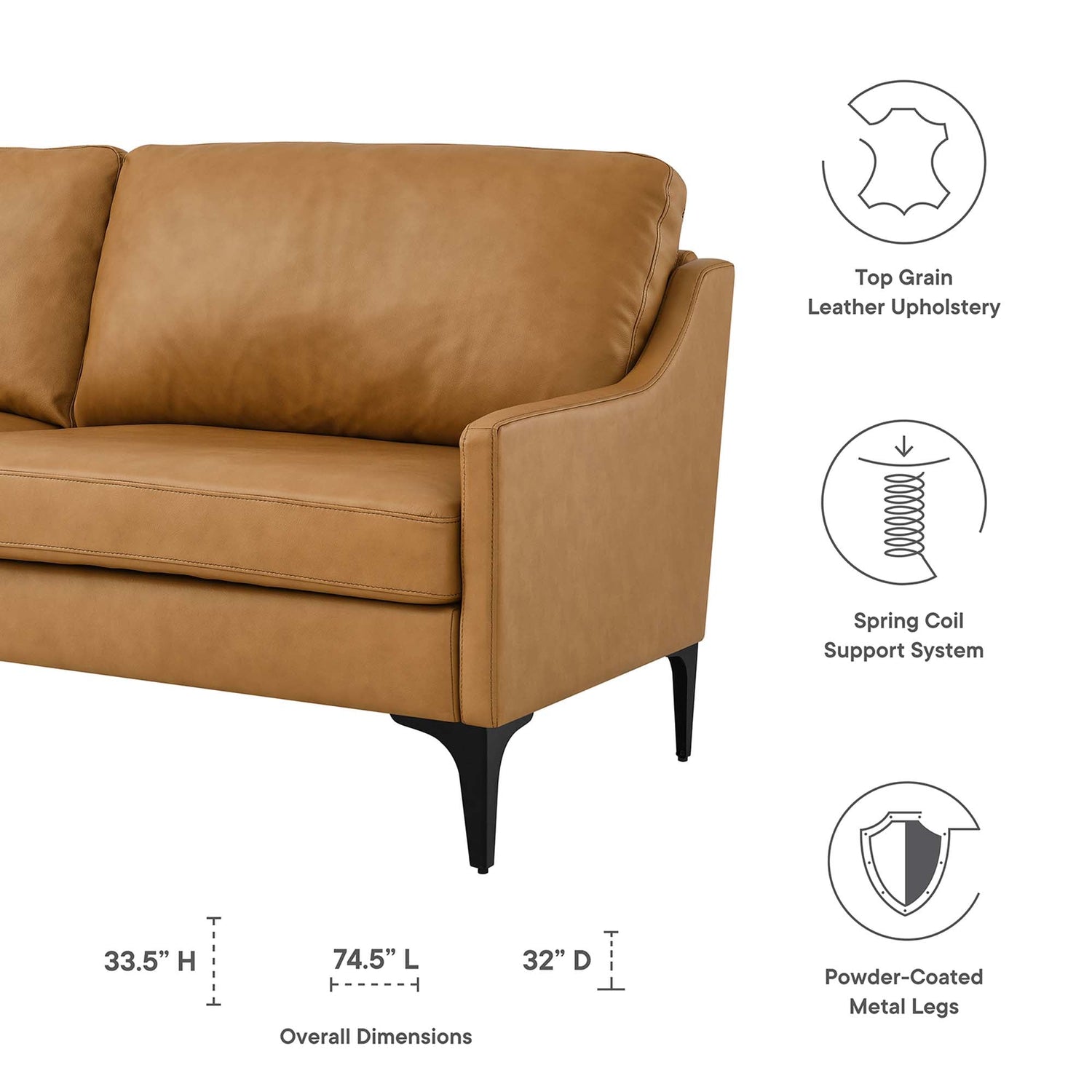 Corland Leather Sofa by Modway