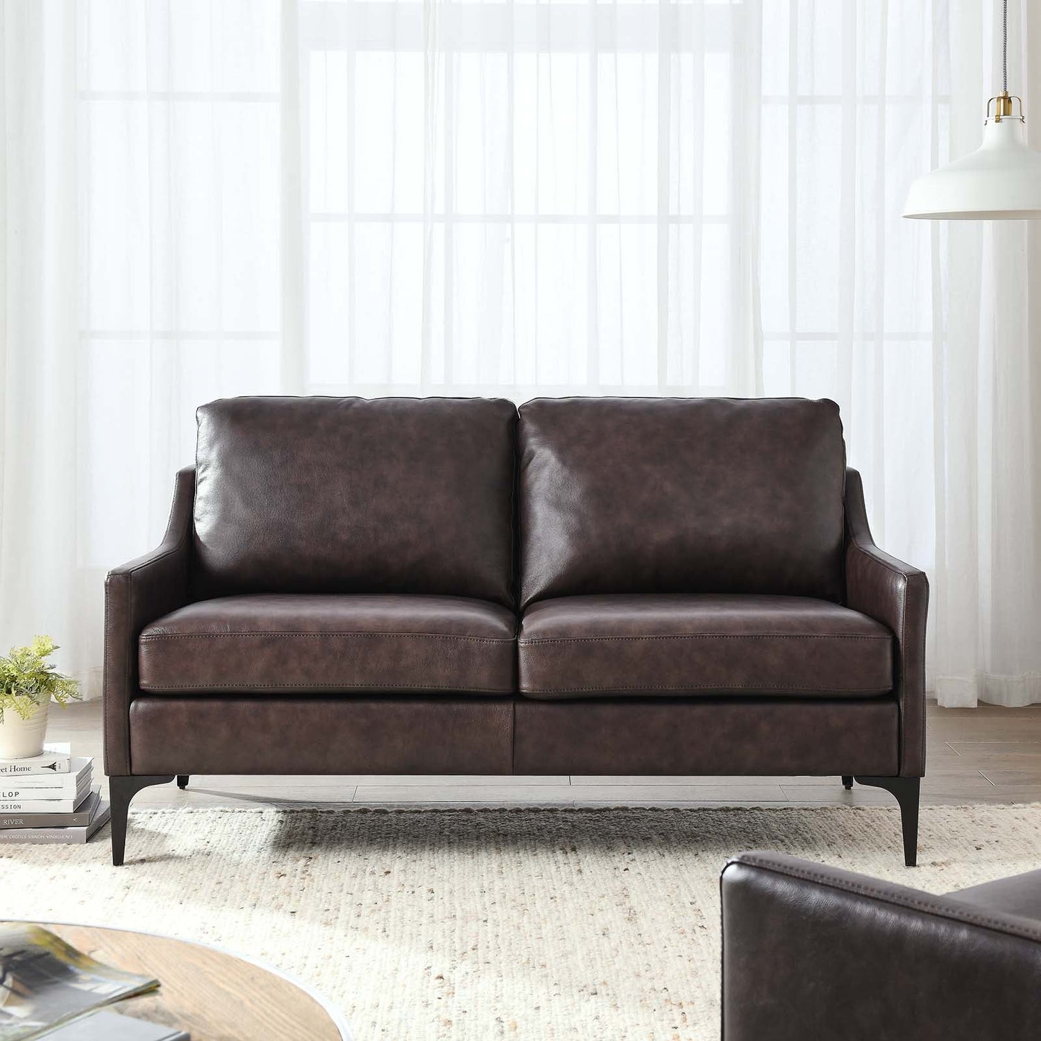 Corland Leather Loveseat By HouseBean