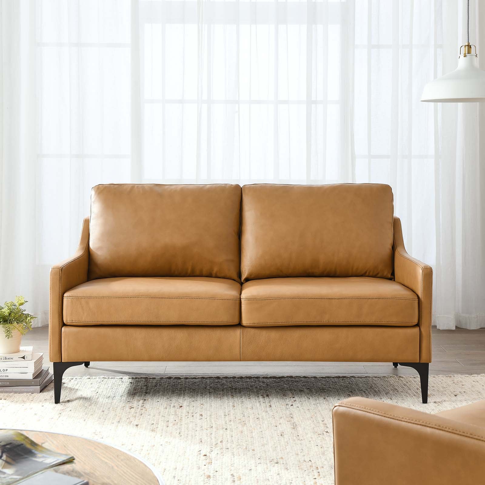 Corland Leather Loveseat By HouseBean