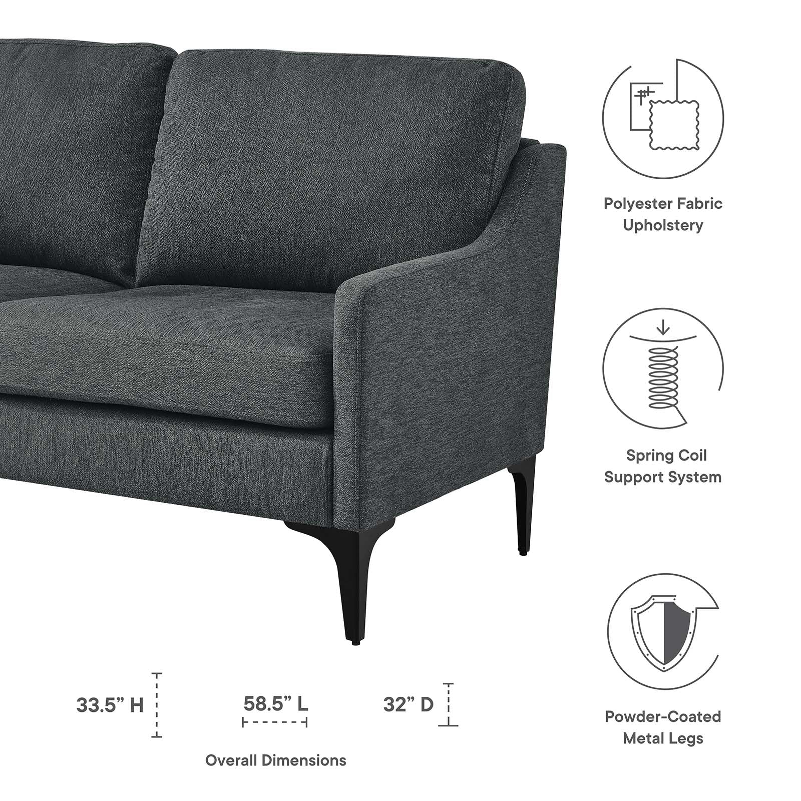 Corland Upholstered Fabric Loveseat By HouseBean