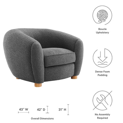 Abundant Boucle Upholstered Fabric Armchair By HouseBean