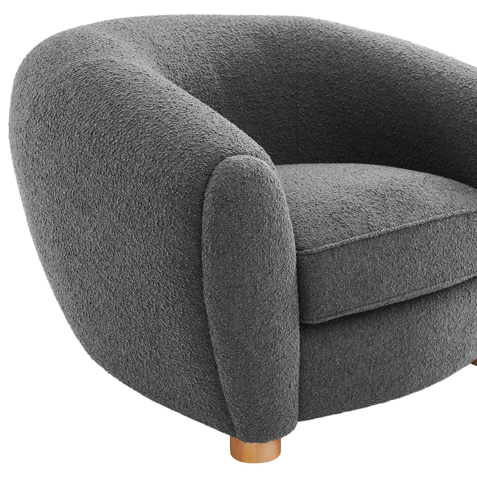 Abundant Boucle Upholstered Fabric Armchair By HouseBean