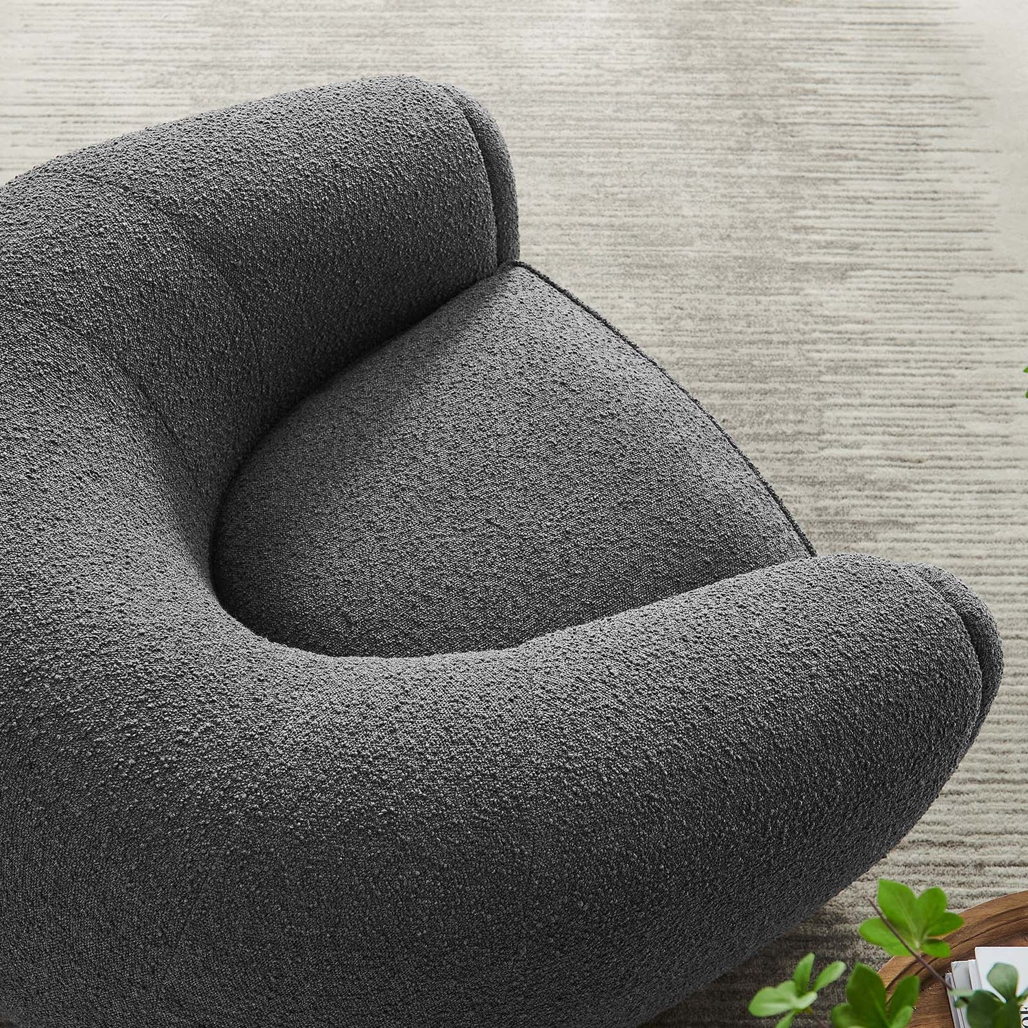 Abundant Boucle Upholstered Fabric Armchair By HouseBean