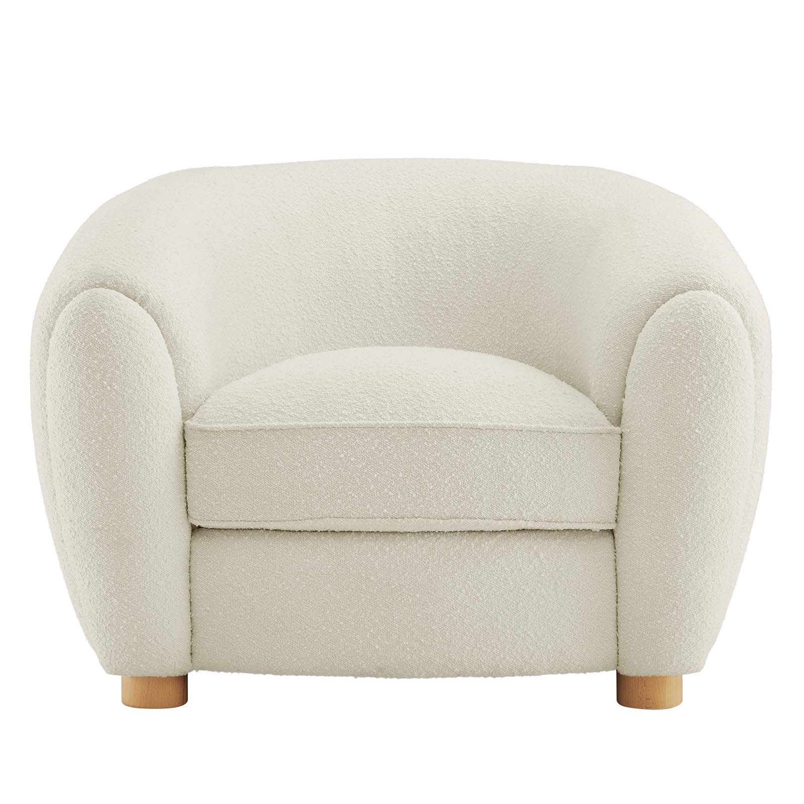 Abundant Boucle Upholstered Fabric Armchair By HouseBean