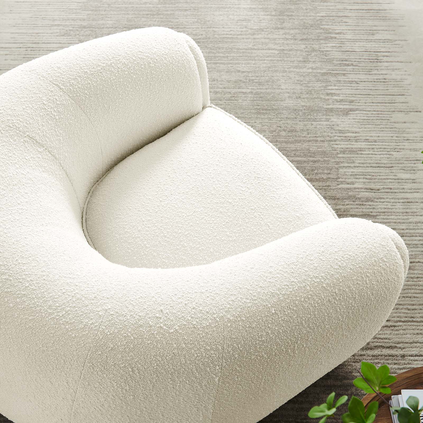 Abundant Boucle Upholstered Fabric Armchair By HouseBean