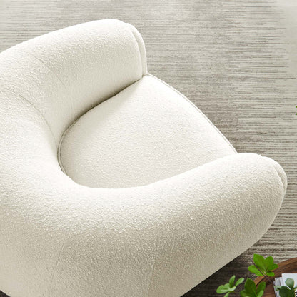 Abundant Boucle Upholstered Fabric Armchair By HouseBean