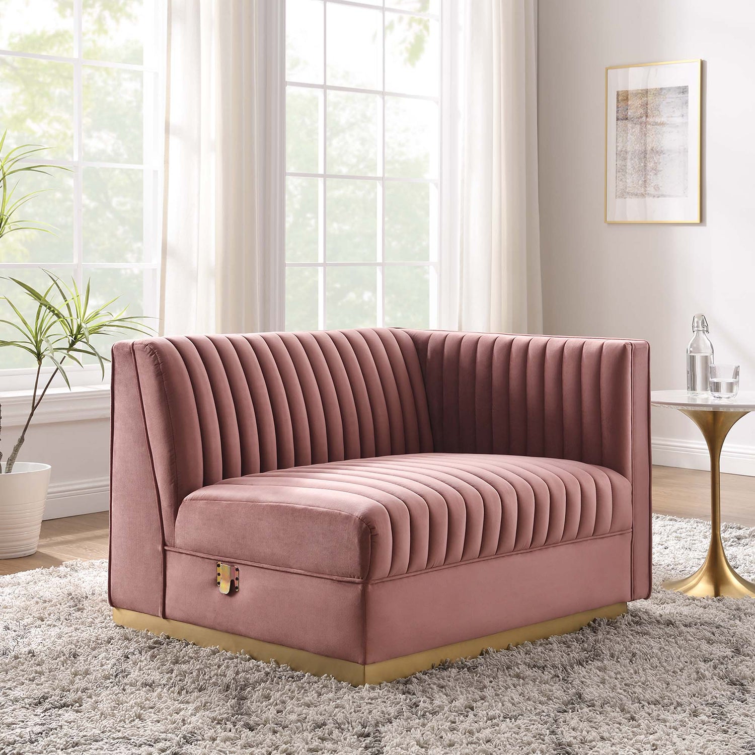 Sanguine Channel Tufted Performance Velvet Modular Sectional Sofa Right-Arm Chair by Modway