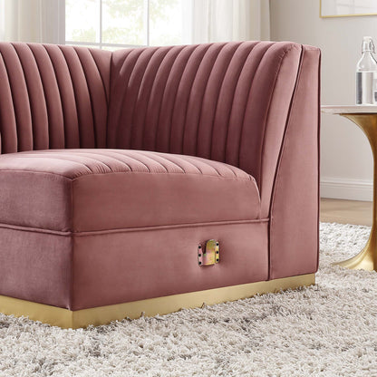 Sanguine Channel Tufted Performance Velvet Modular Sectional Sofa Right Corner Chair by Modway