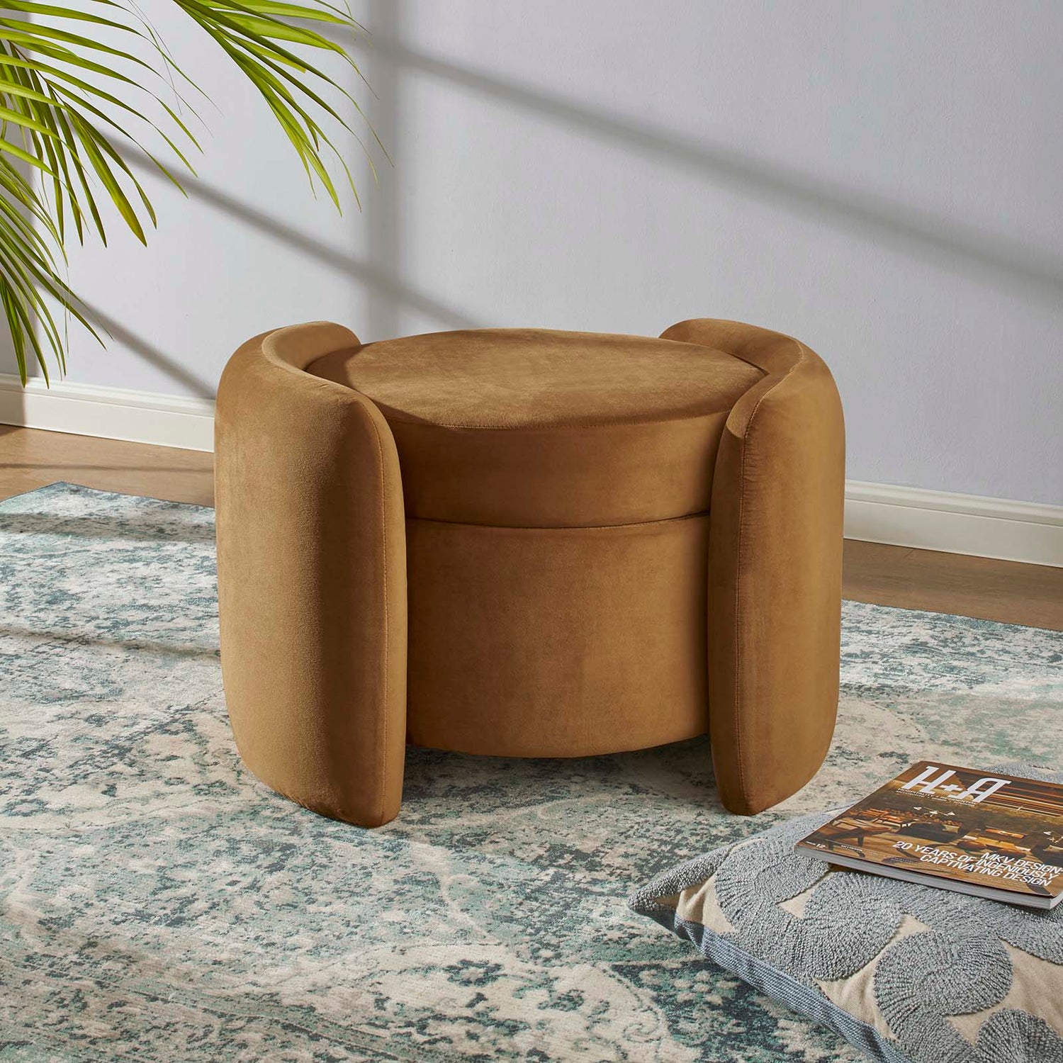 Nebula Upholstered Performance Velvet Ottoman By HouseBean