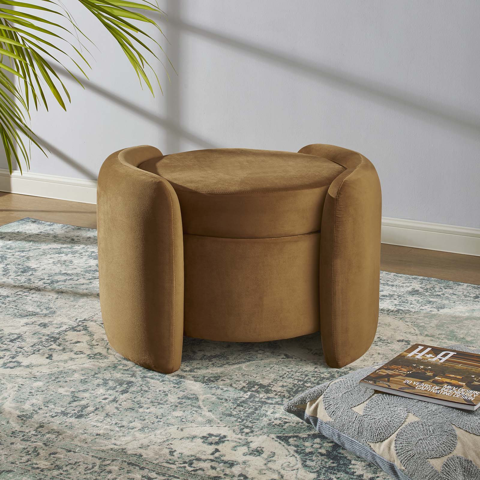 Nebula Upholstered Performance Velvet Ottoman By HouseBean