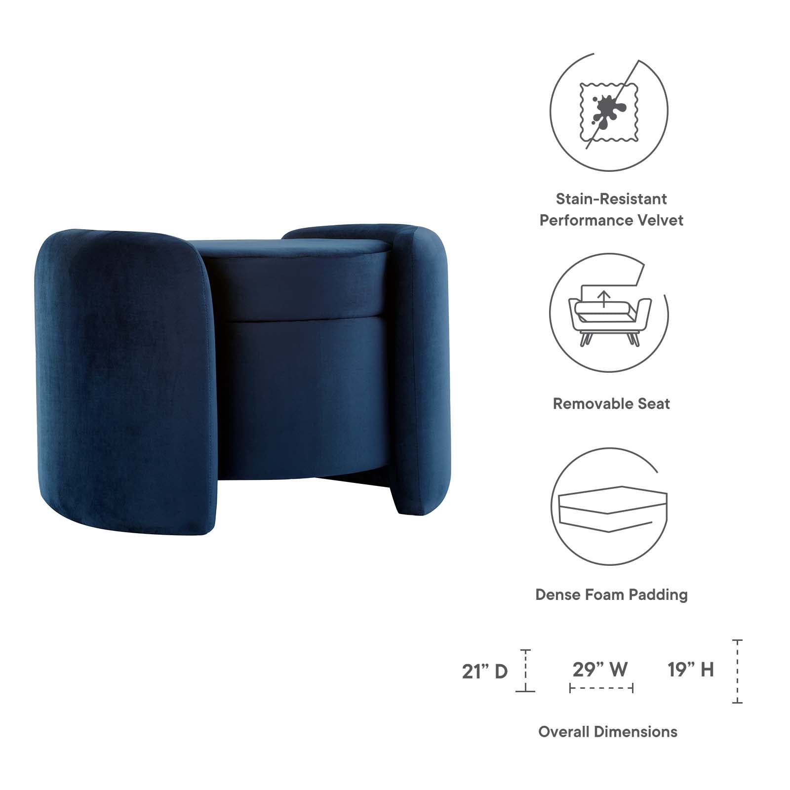 Nebula Upholstered Performance Velvet Ottoman By HouseBean