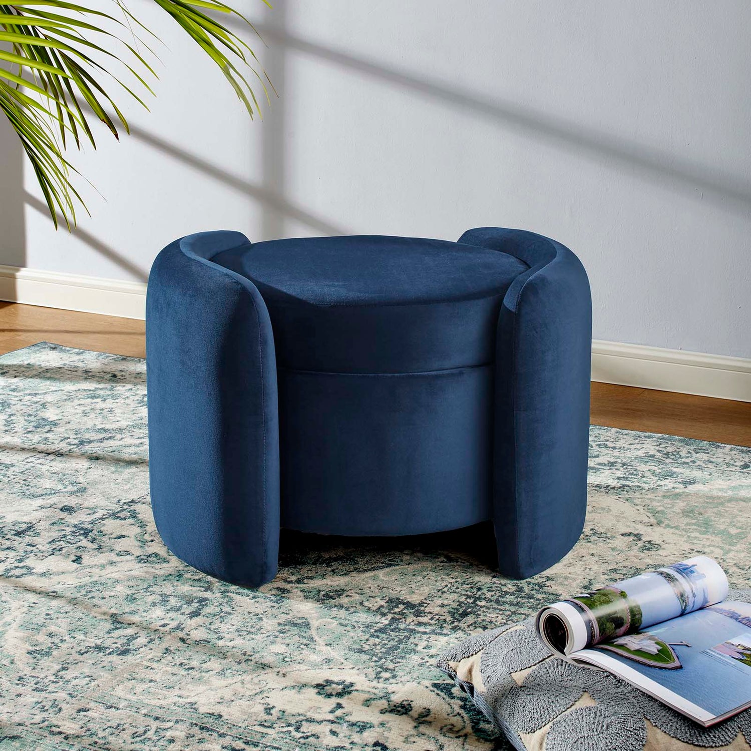 Nebula Upholstered Performance Velvet Ottoman By HouseBean