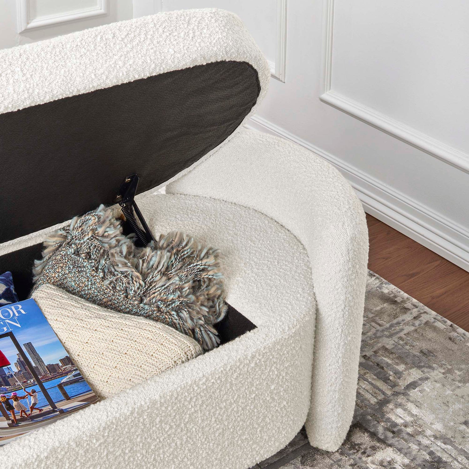 Nebula Boucle Upholstered Bench by Modway