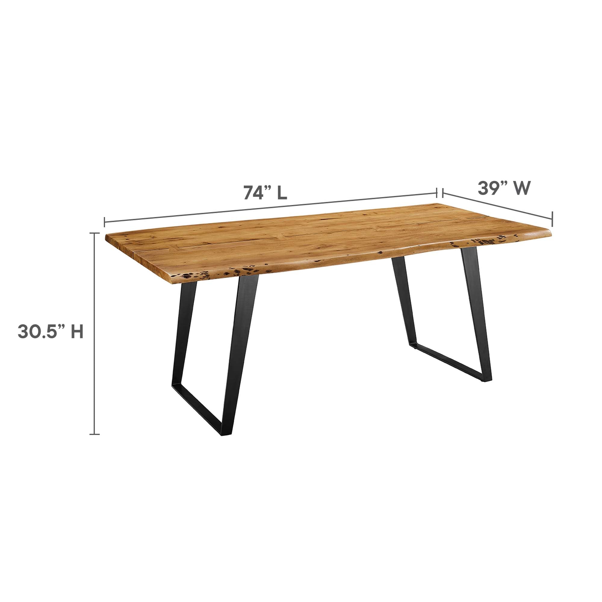 Viggo 74&quot; Live Edge Acacia Wood Dining Table by Modway
